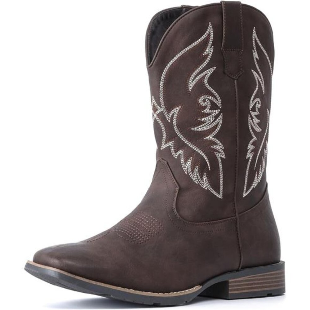 Cowboy Boots For Men Khaki | Square Toe Western Boot | Classic Embroidered